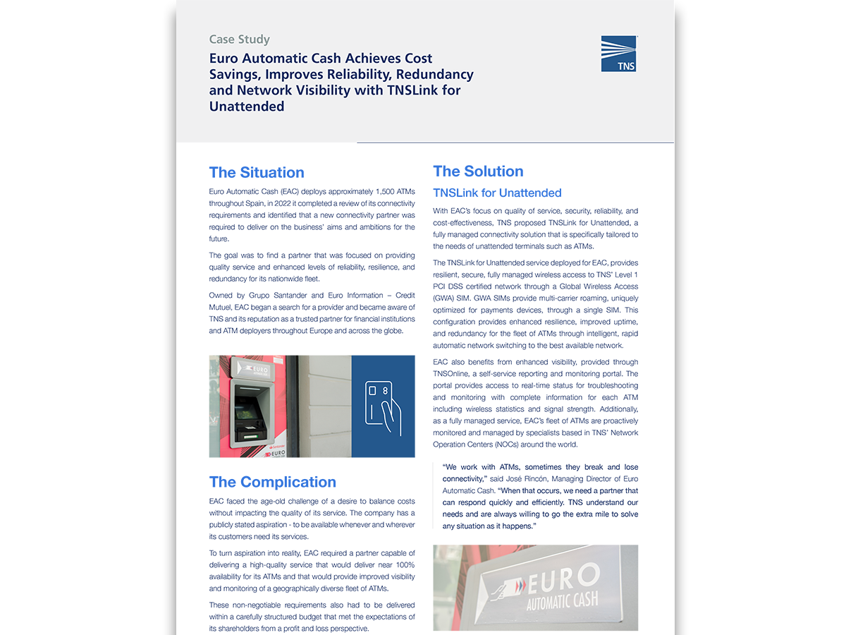 EAC Cut Costs, Improves ATM Availability with ý, Use Case